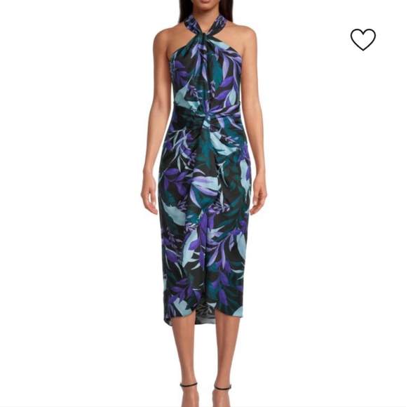 Kobi Halperin Ruth Botanical Print Front Twist Halter Dress Size 6 - Picture 2 of 14
